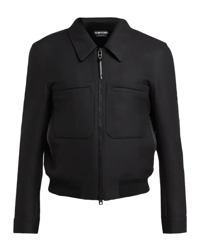 TOM FORD Men 's Lacquered Wool Battle Jacket