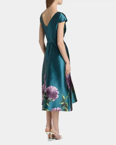 Kay Unger New York Ina Floral-Print Mikado Midi Dress | Thumbnail 3 Kay Unger New York Ina Floral-Print Mikado Midi Dress | Thumbnail 3