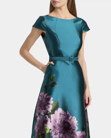 Kay Unger New York Ina Floral-Print Mikado Midi Dress | Thumbnail 5 Kay Unger New York Ina Floral-Print Mikado Midi Dress | Thumbnail 5