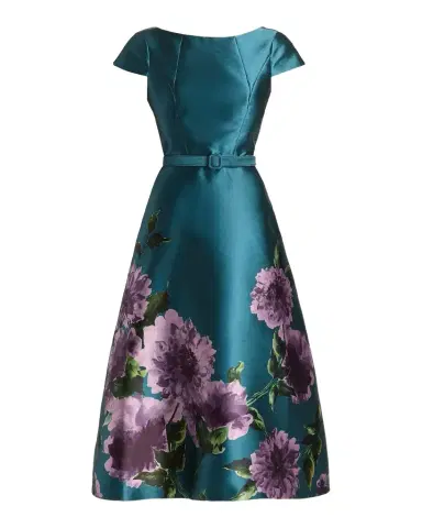 Kay Unger New York Ina Floral-Print Mikado Midi Dress | Thumbnail 1 Kay Unger New York Ina Floral-Print Mikado Midi Dress | Thumbnail 1