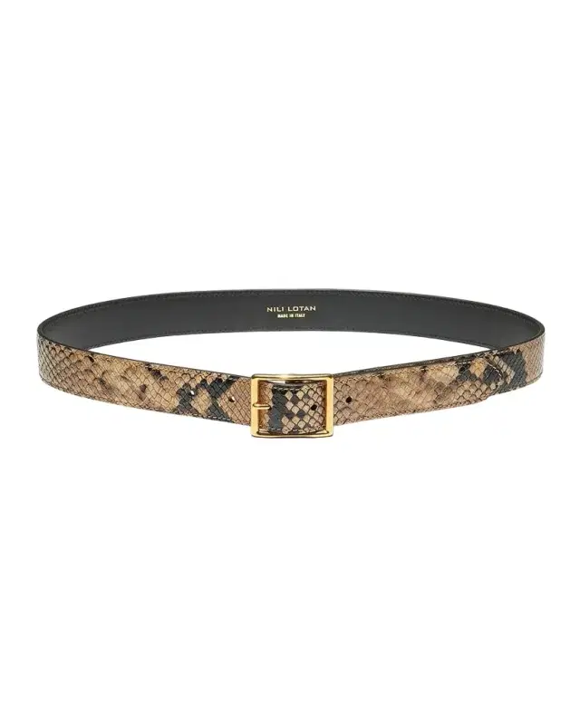 Jane Snake-Embossed Leather Belt