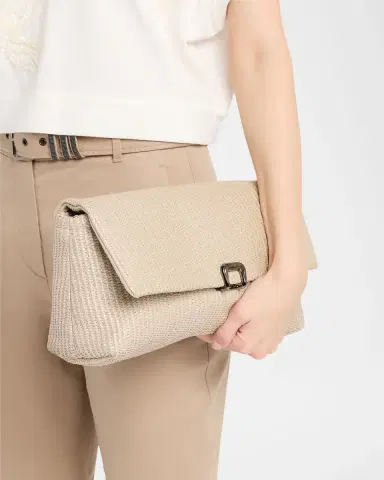 Brunello Cucinelli Medium Woven Raffia Clutch Bag | Thumbnail 2 Brunello Cucinelli Medium Woven Raffia Clutch Bag | Thumbnail 2