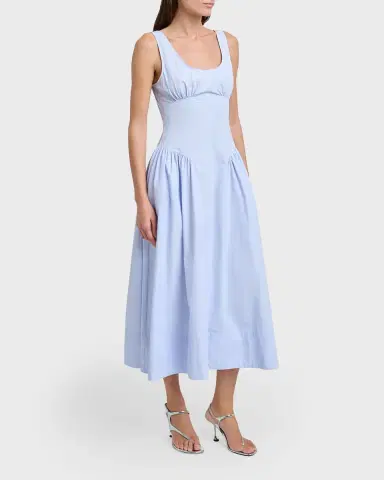Proenza Schouler White Label Kendall Drop-Waist Cotton Midi Dress | Thumbnail 4 Proenza Schouler White Label Kendall Drop-Waist Cotton Midi Dress | Thumbnail 4