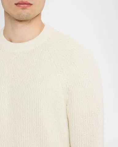 Brunello Cucinelli Men's Cotton Rib Crewneck Sweater | Thumbnail 5 Brunello Cucinelli Men's Cotton Rib Crewneck Sweater | Thumbnail 5