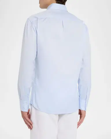 Brunello Cucinelli Men's Twill Classic Fit Button-Down Shirt | Thumbnail 3