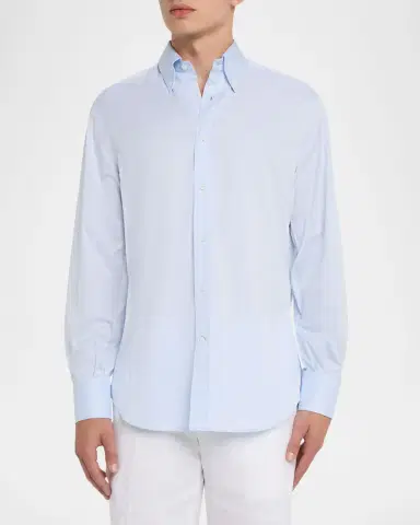 Brunello Cucinelli Men's Twill Classic Fit Button-Down Shirt | Thumbnail 4