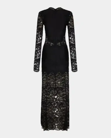 Rabanne Long-Sleeve Stretch Lace Jersey Maxi Dress | Thumbnail 2 Rabanne Long-Sleeve Stretch Lace Jersey Maxi Dress | Thumbnail 2