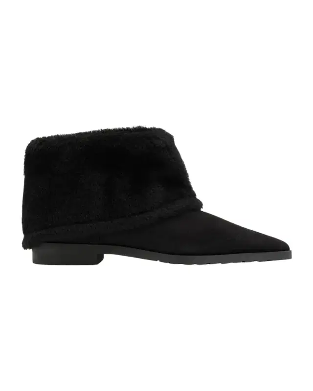 Fold Down Shearling Suede Ankle Boots