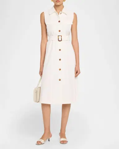 Lafayette 148 New York Belted Stretch Twill Midi Shirtdress | Thumbnail 4 Lafayette 148 New York Belted Stretch Twill Midi Shirtdress | Thumbnail 4