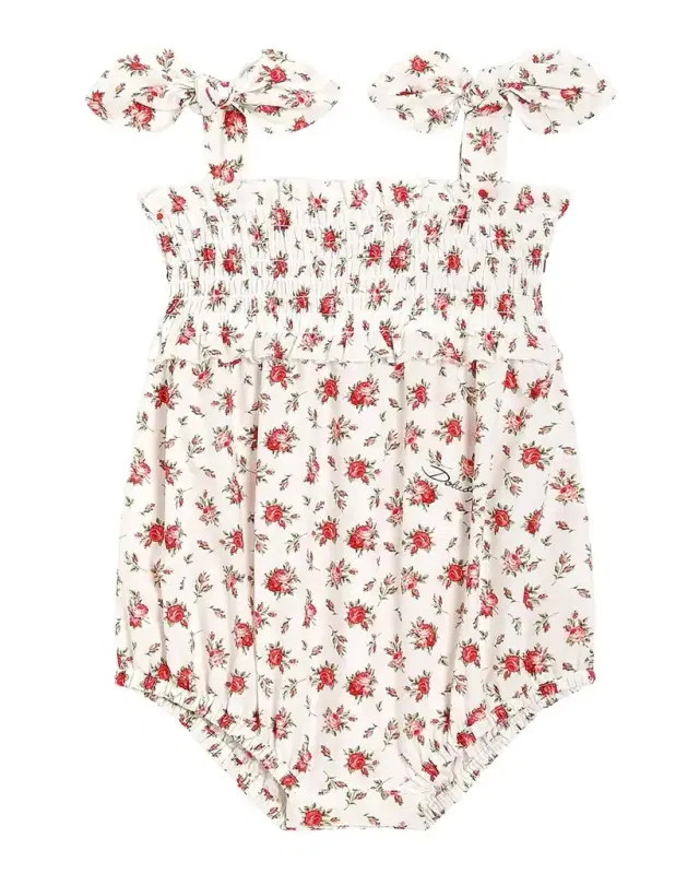 Dolce & Gabbana Girl 's Rose-Print Cotton Romper, Size 0M-24M