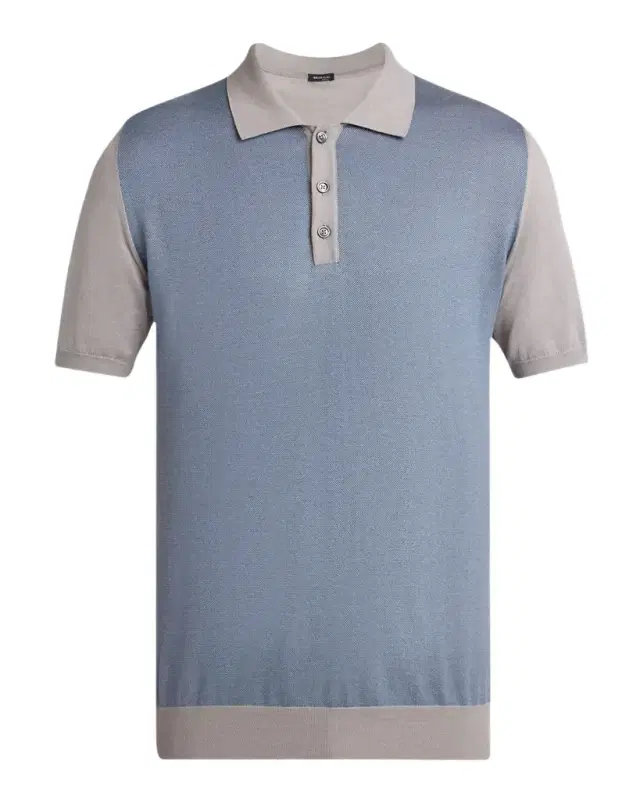 Kiton Men 's Cotton Knit Textured-Front Polo Shirt