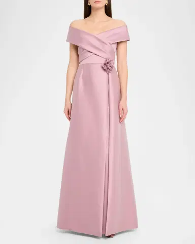 Rickie Freeman for Teri Jon Off-Shoulder Crossover Mikado Gown | Thumbnail 2 Rickie Freeman for Teri Jon Off-Shoulder Crossover Mikado Gown | Thumbnail 2