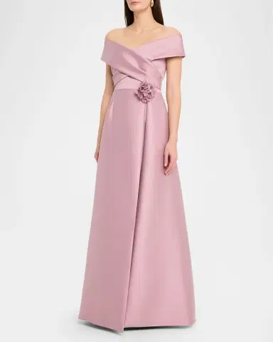 Rickie Freeman for Teri Jon Off-Shoulder Crossover Mikado Gown | Thumbnail 4 Rickie Freeman for Teri Jon Off-Shoulder Crossover Mikado Gown | Thumbnail 4