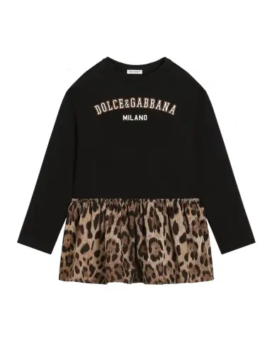 Dolce & Gabbana Girl's Logo-Print Jersey Leopard-Print Dress | Thumbnail 1 Dolce & Gabbana Girl's Logo-Print Jersey Leopard-Print Dress | Thumbnail 1