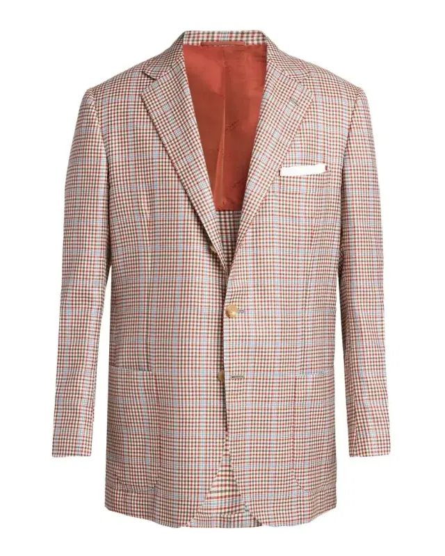 Kiton Men 's Multi-Check Cashmere and Silk Blazer