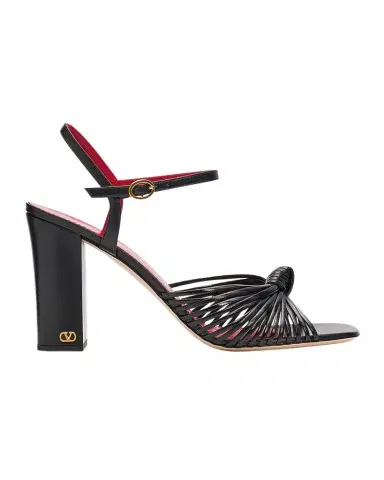 Valentino Garavani 90mm VLogo Anne Leather Block-Heel Sandals | Thumbnail 1 Valentino Garavani 90mm VLogo Anne Leather Block-Heel Sandals | Thumbnail 1