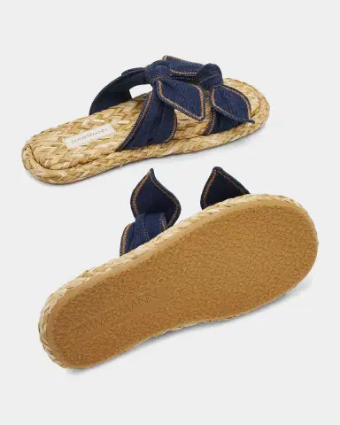 Zimmermann Carousel Denim & Raffia Slides | Thumbnail 5 Zimmermann Carousel Denim & Raffia Slides | Thumbnail 5