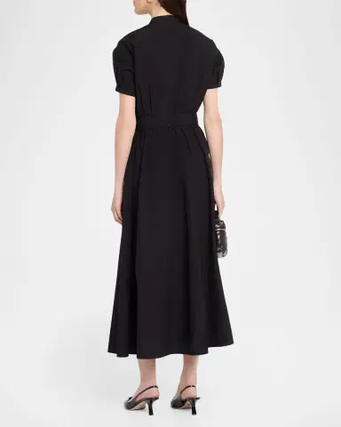 Lafayette 148 New York Puff-Sleeve Organic Cotton Poplin Midi Dress | Thumbnail 3