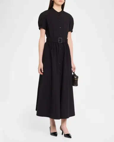 Lafayette 148 New York Puff-Sleeve Organic Cotton Poplin Midi Dress | Thumbnail 4
