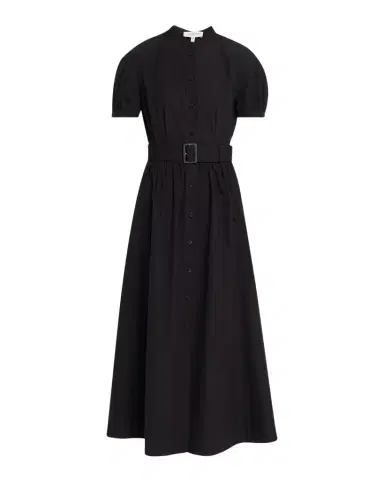 Lafayette 148 New York Puff-Sleeve Organic Cotton Poplin Midi Dress | Thumbnail 1