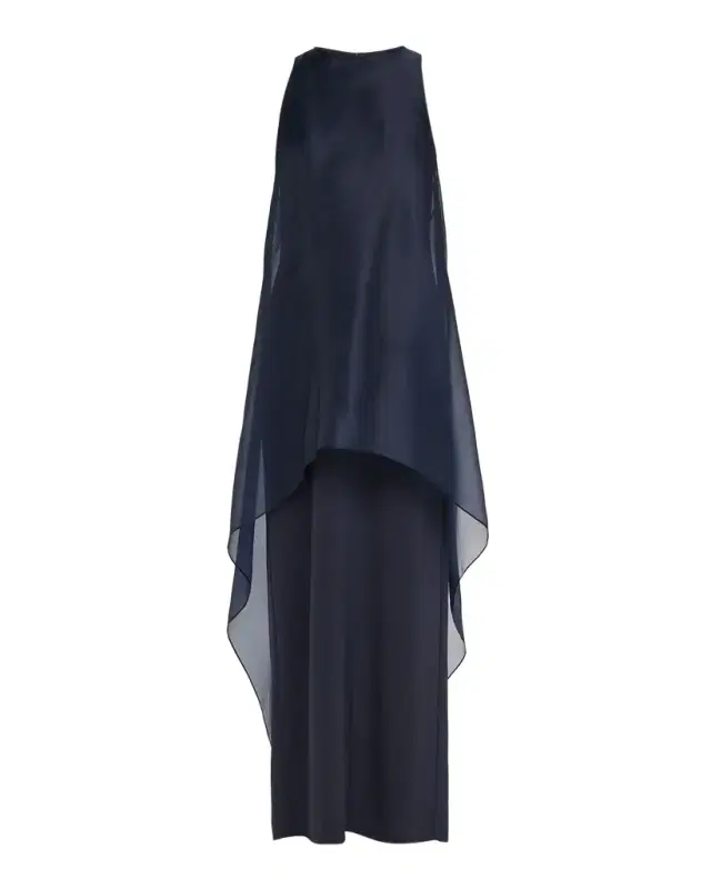 Sleeveless Layered Organza Silk Gown