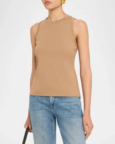 Lafayette 148 New York Swiss Cotton Rib Racerback Tank | Thumbnail 4