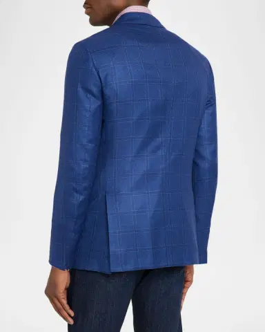 Kiton Men's Wool and Silk Tonal Plaid Sport Coat | Thumbnail 3 Kiton Men's Wool and Silk Tonal Plaid Sport Coat | Thumbnail 3