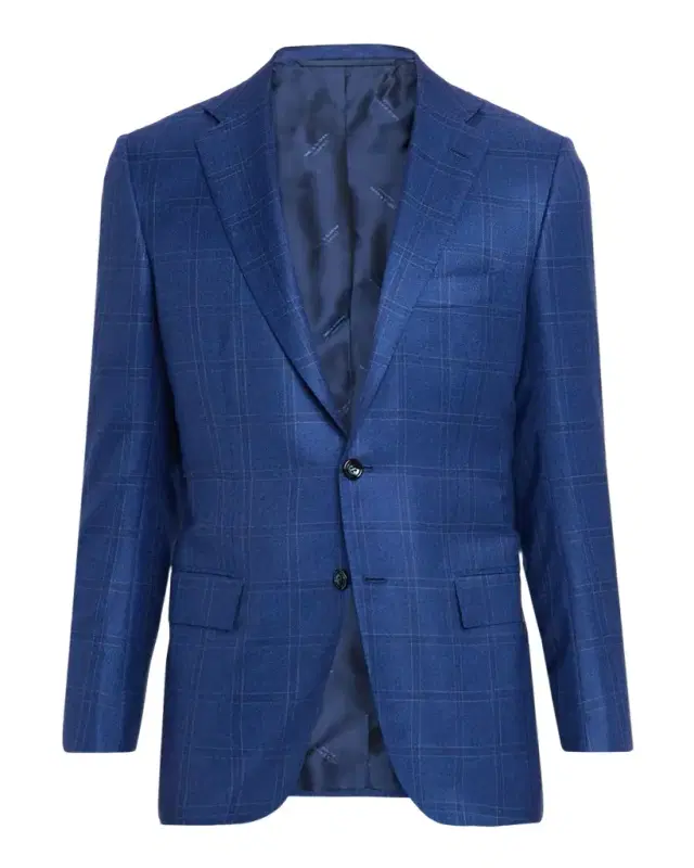 Kiton Men 's Wool and Silk Tonal Plaid Sport Coat