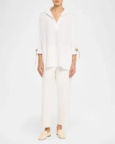 Max Mara Raglan-Sleeve Cotton Poplin Blouse | Thumbnail 2