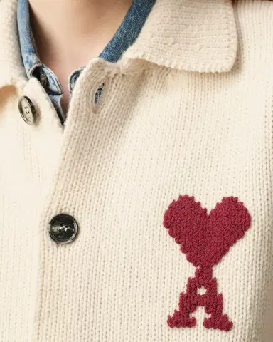 Ami Paris Ami De Coeur Embroidered Collared Cardigan | Thumbnail 5