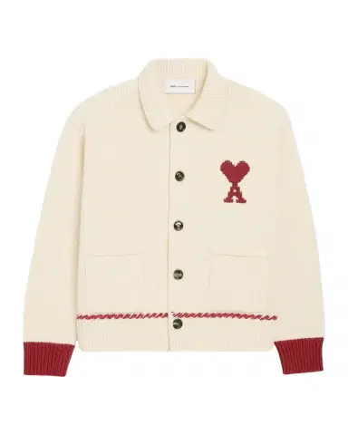 Ami Paris Ami De Coeur Embroidered Collared Cardigan | Thumbnail 1