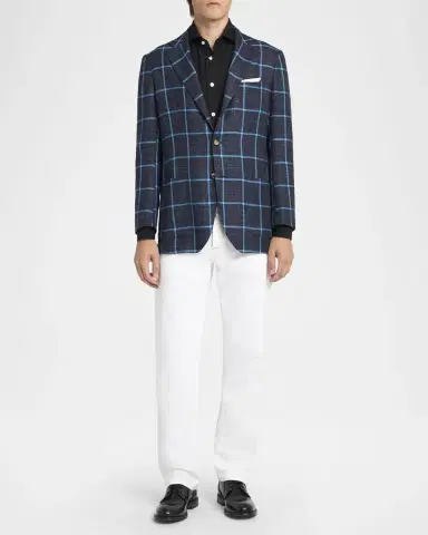 Kiton Men 's Windowpane Check Cashmere-Blend Blazer | Thumbnail 2