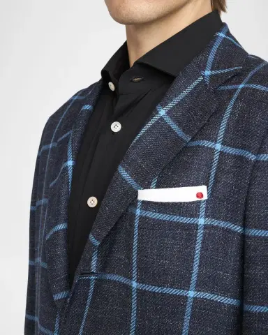 Kiton Men 's Windowpane Check Cashmere-Blend Blazer | Thumbnail 5