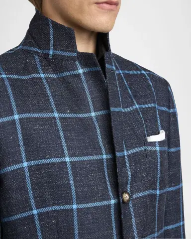 Kiton Men 's Windowpane Check Cashmere-Blend Blazer | Thumbnail 7