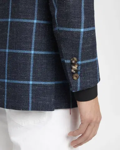 Kiton Men 's Windowpane Check Cashmere-Blend Blazer | Thumbnail 8