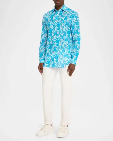 Kiton Men's Cotton Floral Classic Fit Button-Down Shirt | Thumbnail 2 Kiton Men's Cotton Floral Classic Fit Button-Down Shirt | Thumbnail 2