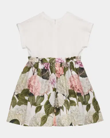 Dolce & Gabbana Girl's DG Hydrangea-Print Cotton Jersey & Poplin Dress | Thumbnail 2 Dolce & Gabbana Girl's DG Hydrangea-Print Cotton Jersey & Poplin Dress | Thumbnail 2