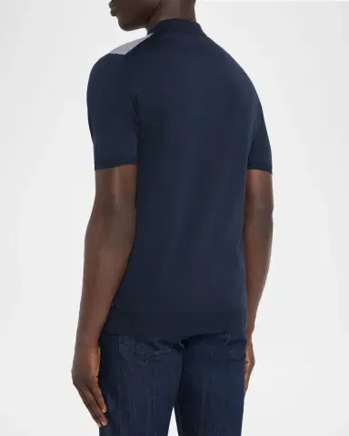 Kiton Men's Cotton Textured-Front Knit Polo Sweater | Thumbnail 3 Kiton Men's Cotton Textured-Front Knit Polo Sweater | Thumbnail 3