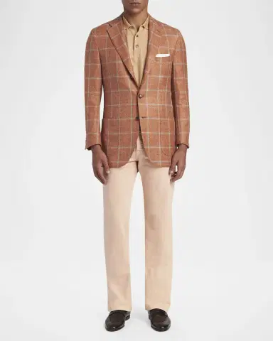 Kiton Men's Windowpane Check Cashmere-Blend Blazer | Thumbnail 2