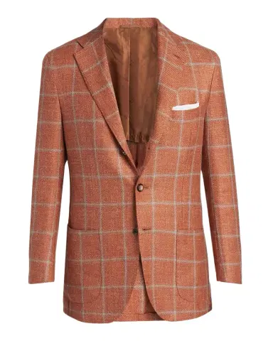 Kiton Men's Windowpane Check Cashmere-Blend Blazer | Thumbnail 1