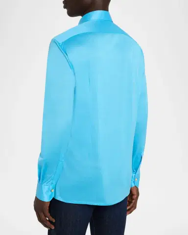 Kiton Men's Jersey Knit Chest-Pocket Button-Down Shirt | Thumbnail 3
