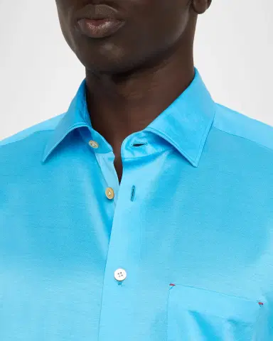 Kiton Men's Jersey Knit Chest-Pocket Button-Down Shirt | Thumbnail 5