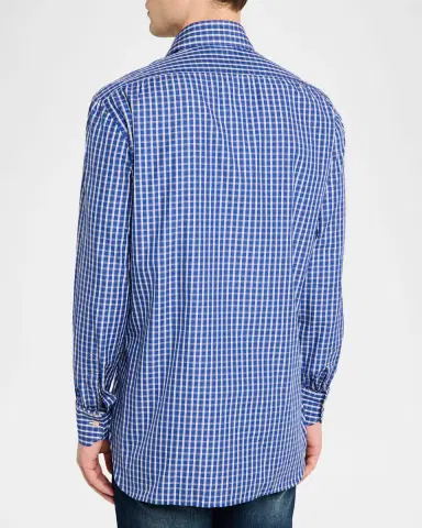 Kiton Men's Windowpane Plaid Cotton Sport Shirt | Thumbnail 3