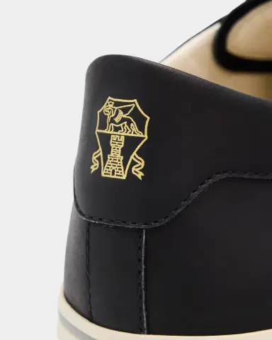 Brunello Cucinelli Men's Leather Foiled Logo Low-Top Sneakers | Thumbnail 3
