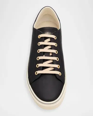 Brunello Cucinelli Men's Leather Foiled Logo Low-Top Sneakers | Thumbnail 4