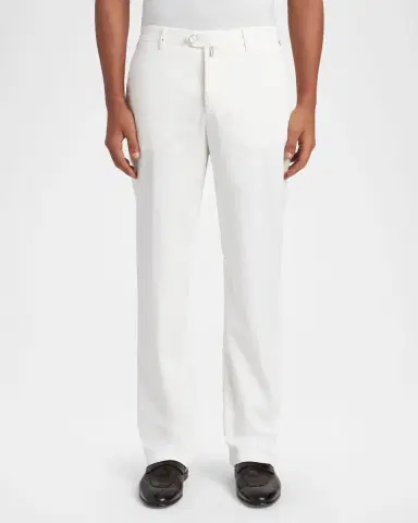 Kiton Men 's Lyocell Stretch Straight Leg Flat-Front Pants | Thumbnail 4 Kiton Men 's Lyocell Stretch Straight Leg Flat-Front Pants | Thumbnail 4