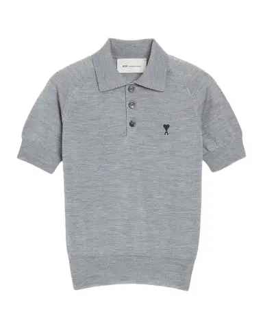 AMI PARIS Ami De Coeur Short-Sleeve Wool Polo Top | Thumbnail 1