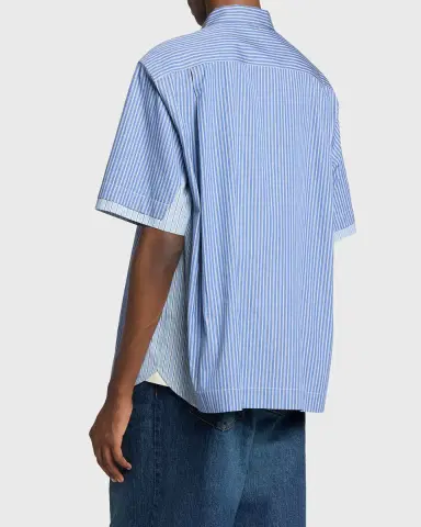 Sacai Men's Colorblock Striped Poplin Short-Sleeve Sport Shirt | Thumbnail 3
