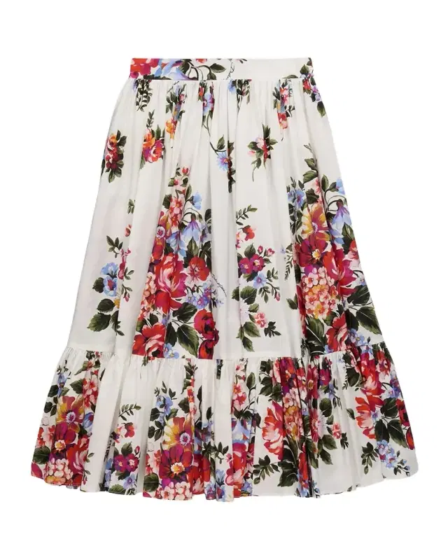 Dolce & Gabbana Girl 's Long Floral Poplin Skirt, Size 2-6