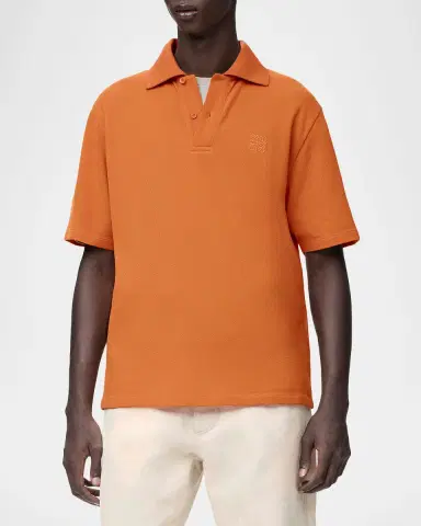 Loewe Men's Tonal Anagram Pique Polo Shirt | Thumbnail 4 Loewe Men's Tonal Anagram Pique Polo Shirt | Thumbnail 4